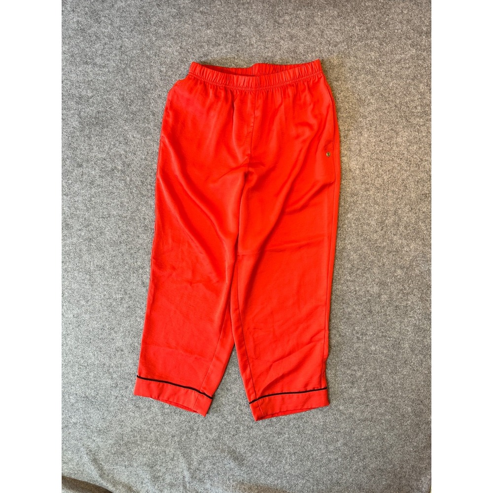 Fabletics Ecosatin Cropped Pants Womens Medium Red Elastic Waist Gym Training